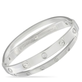Cartier 18K White Gold and Diamond Double Love Bracelet