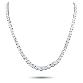 38.40ctw SI1-SI2/H-I Diamond and Platinum Tennis Necklace