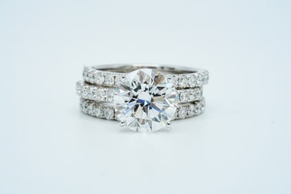 4.25ct GIA VS1/G Diamond, 2.70ctw Diamond 18K Ring Set
