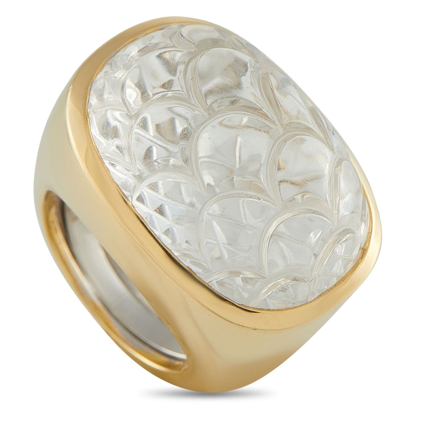 David Webb 18K Yellow Gold and Rock Crystal Dome Ring (1 of 4)