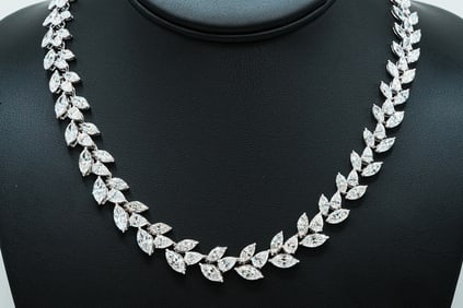 45.35ctw Marquise-Cut Diamond and 18K Vine Necklace