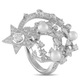 Chanel Comete 1.25ctw Diamond, 18K and Pearl Ring