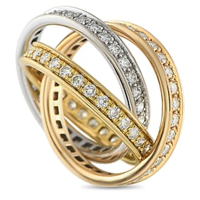 Cartier Trinity Diamond and 18K Tri-Color Gold Ring