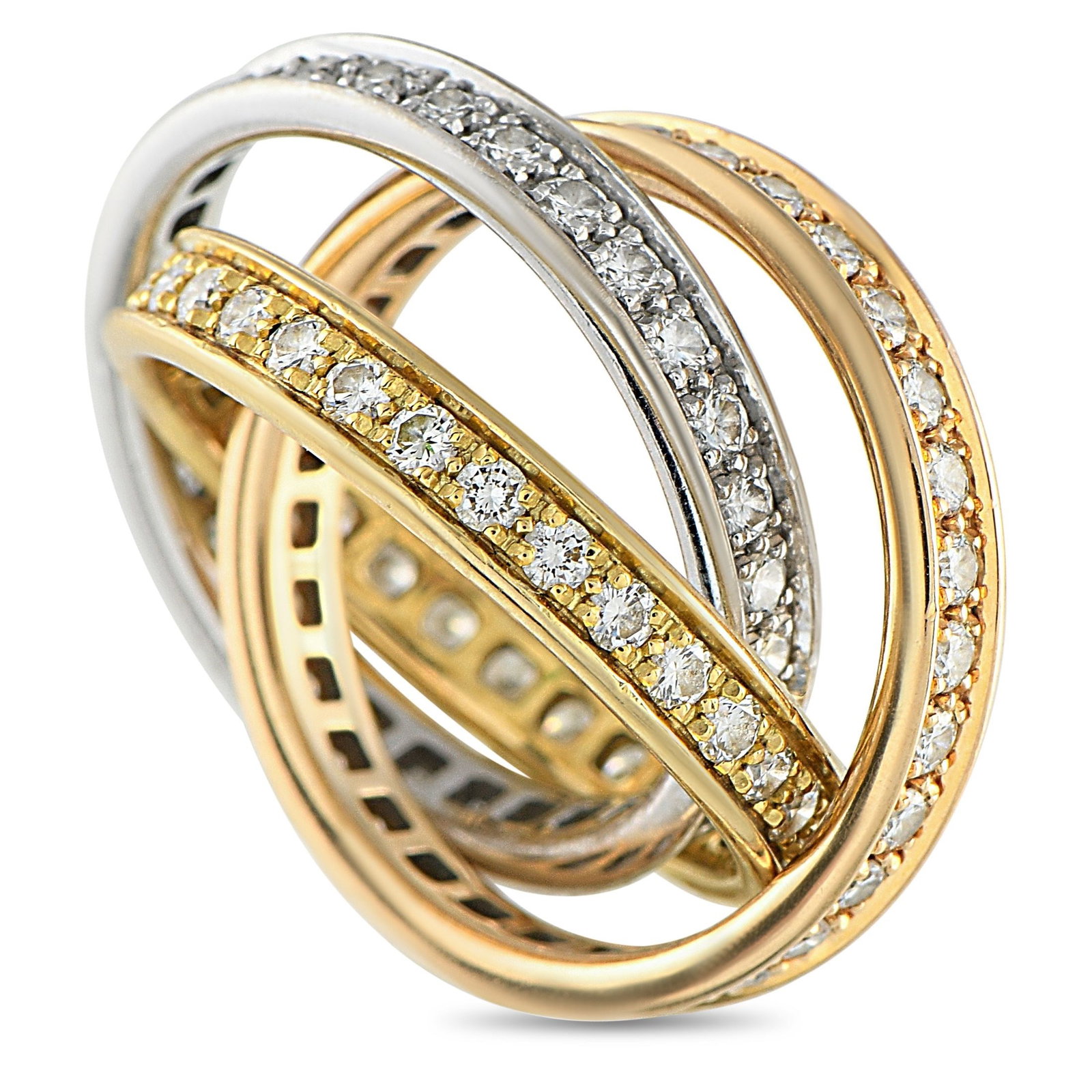 Cartier Trinity Diamond and 18K Tri-Color Gold Ring (1 of 4)