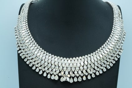 88.00ctw VS1-SI1/G-H Diamond and 18K White Gold Necklace