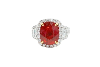 7.19ct GIA Madagascar Ruby, 1.35ctw Diamond 18K Ring
