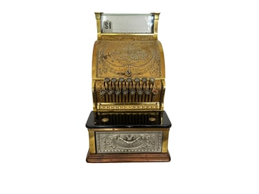 Antique Brass National Cash Register W/Key