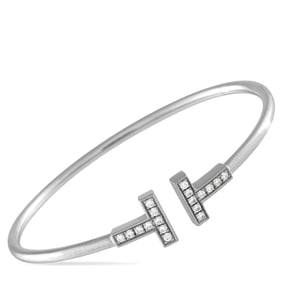 Tiffany & Co. 18K White Gold and Diamond T Wire Bracelet