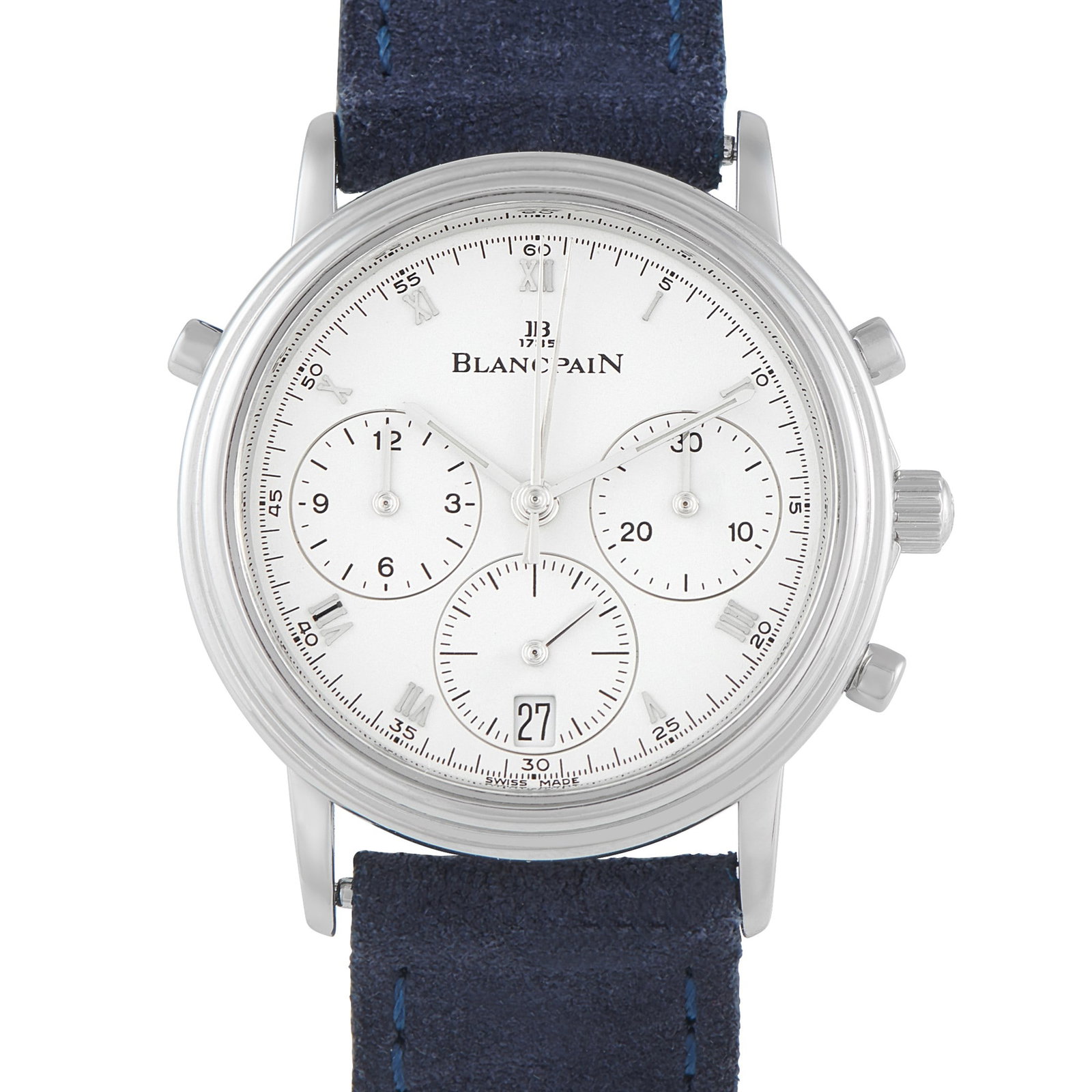 Blancpain Villeret Split Seconds Chronograph Platinum Watch: Blancpain Villeret Split Seconds Chronograph Platinum Watch W/Box and Papers (1186-3427-55) - One of Blancpain's Six Masterpieces, the neo-vintage reference 1186 is recognized as the world's first rat