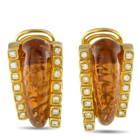 Roberto Legnazzi 18K, 0.55ctw Diamond, Citrine Earrings