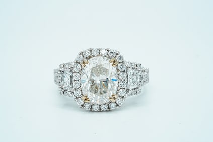 3.51ct EGL SI3/I Diamond, 1.17ctw Diamond and 18K Ring