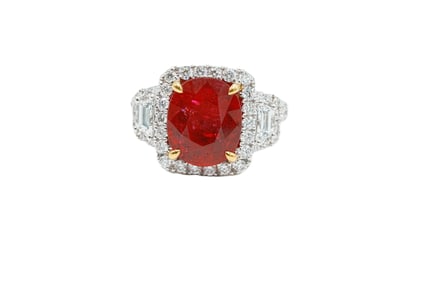 4.23ct GIA Madagascar Ruby, 1.40ctw Diamond 18K Ring
