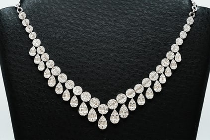 14.60ctw VS2/H Diamond and 18K White Gold 15.5" Necklace
