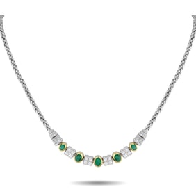 2.00ctw Emerald, 1.65ctw Diamond and 18K Necklace