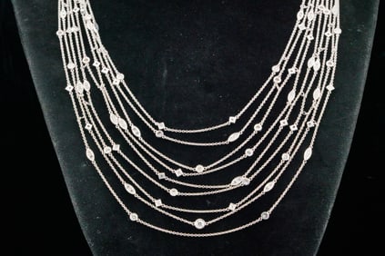 4.00ctw VS2-SI1/G-H Diamond 18K Multi-Strand Necklace