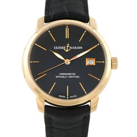 Ulysse Nardin Classico Black Dial Rose Gold Watch 8156-111