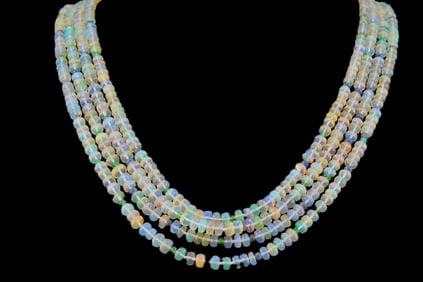 1.00ctw Diamond, 14K, Opal, Sapphire, Emerald Necklace