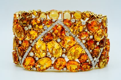 175.00ctw Citrine, 9.62ctw Diamond and 18K 7" Bracelet