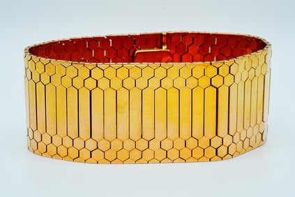 Solid 18K Rose Gold Vintage 7.25" Geometric Link Bracelet