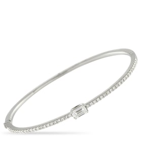 1.00ctw Diamond and 14K White Gold Bangle Bracelet
