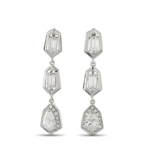 1.70ctw Diamond and 18K Geometric Drop Earrings
