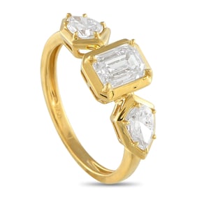 1.76ctw Diamond and 18K Geometric 3-Stone Ring