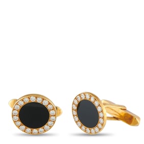 Bvlgari 18K Yellow Gold, Diamond and Onyx Cufflinks