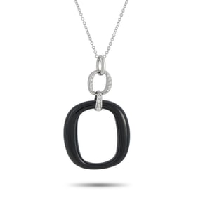 Damiani 18K White Gold, Diamond and Onyx Necklace