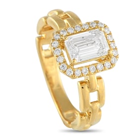 1.25ctw Diamond and 18K Yellow Gold Square Link Ring