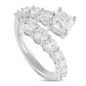 2.60ctw Diamond and 18K White Gold Bypass Ring