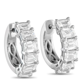 3.85ctw Diamond and 18K White Gold Huggie Hoop Earrings