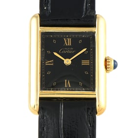Cartier Must de Cartier Tank Black Dial Vermeil Watch