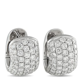 3.10ctw Diamond and 18K White Gold Wide Huggie Earrings