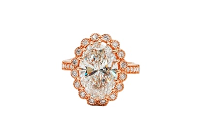 6.09ct IGI VS1/G Lab Grown Diamond and 18K Rose Gold Ring