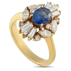 1.05ct Blue Sapphire, 1.00ctw Diamond and 18K Ring