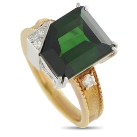 9.05ct Tourmaline, 0.20ctw Diamond and 18K/Platinum Ring