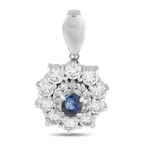 1.25ctw Diamond, 1.10ct Sapphire and Platinum Pendant