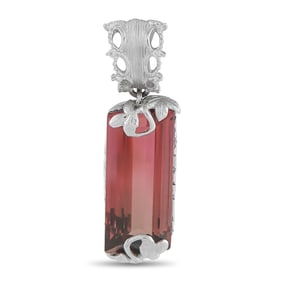 25.15ct Pink Tourmaline, Diamond and Platinum Pendant