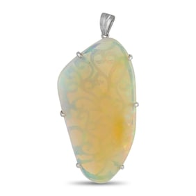 Solid Opal and Platinum Pendant