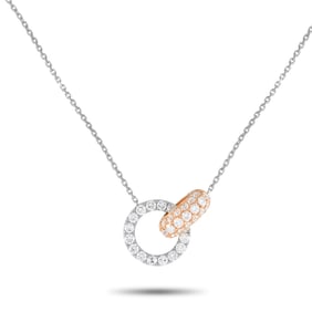 1.00ctw Diamond and 18K White/Rose Gold 15" Necklace