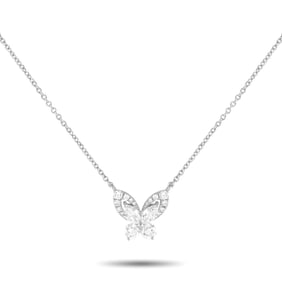 1.30ctw Diamond and 18K White Gold Butterfly Necklace
