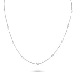 1.50ctw Diamond and 18K White Gold Station Necklace