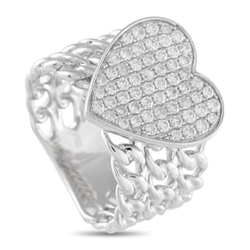 18K White Gold and 0.65ctw Diamond Heart Ring