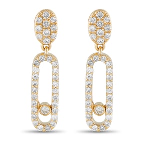 14K Yellow Gold and 0.50ctw Diamond 0.75" Drop Earrings