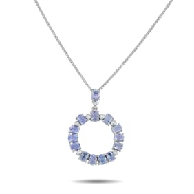 2.70ctw Tanzanite, 0.10ctw Diamond, Platinum Necklace