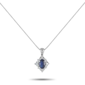 1.05ct Sapphire, 0.35ctw Diamond and Platinum Necklace