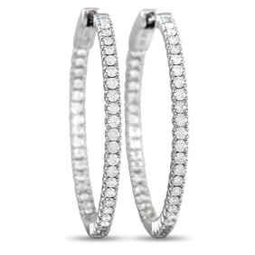 1.00ctw Diamond and 14K White Gold 1.15" Hoop Earrings