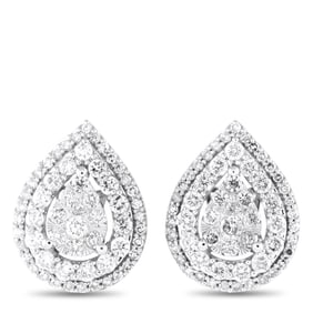 1.00ctw Diamond and 14K White Gold 0.50" Earrings