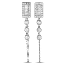 14K White Gold and 0.60ctw Diamond 1.5" Earrings