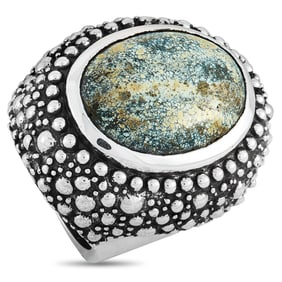 King Baby Silver and Spotted Turquoise Texture Ring